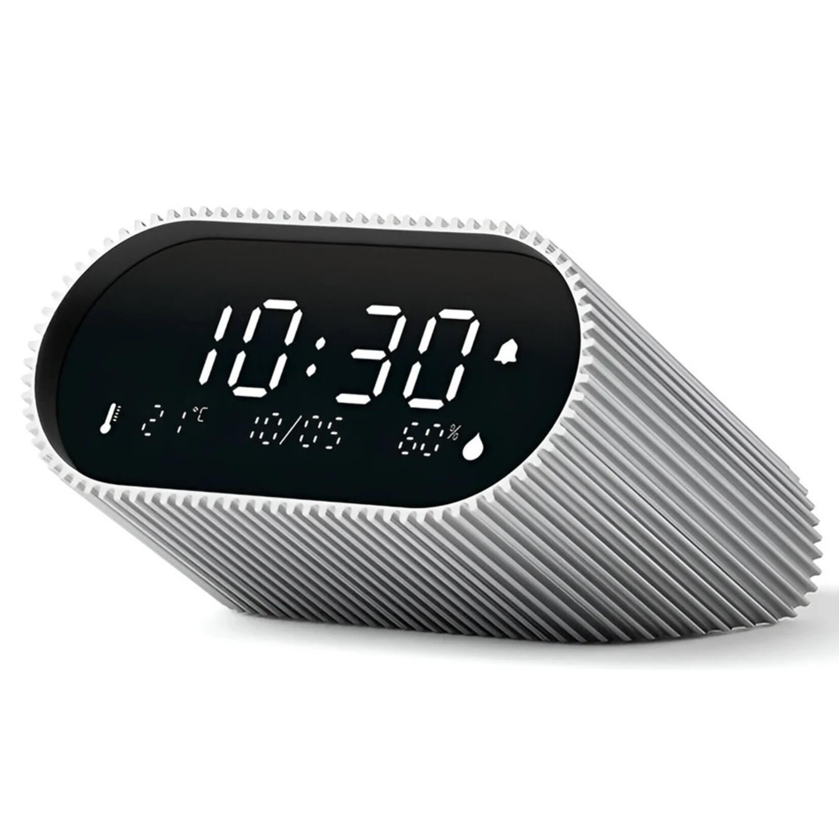 Lexon Lexon Ray Clock - Alarmklok met thermometer en hygrometer - Aluminium zilver