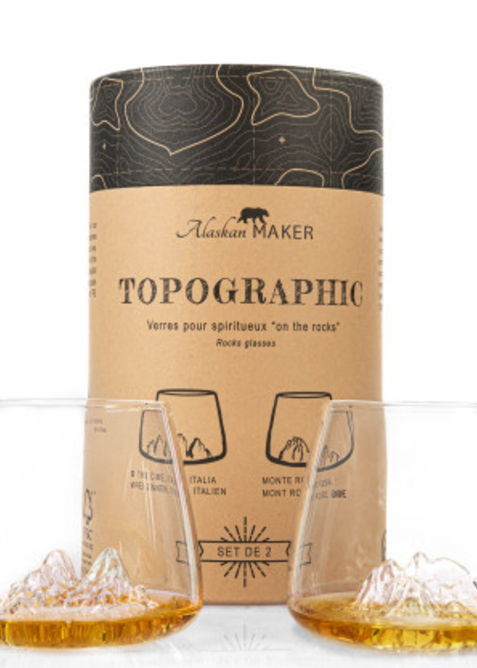 Alaskanmaker Alaskanmaker - Lot de 2 verres - Topographic -  Tre Cime & Mt Rosa