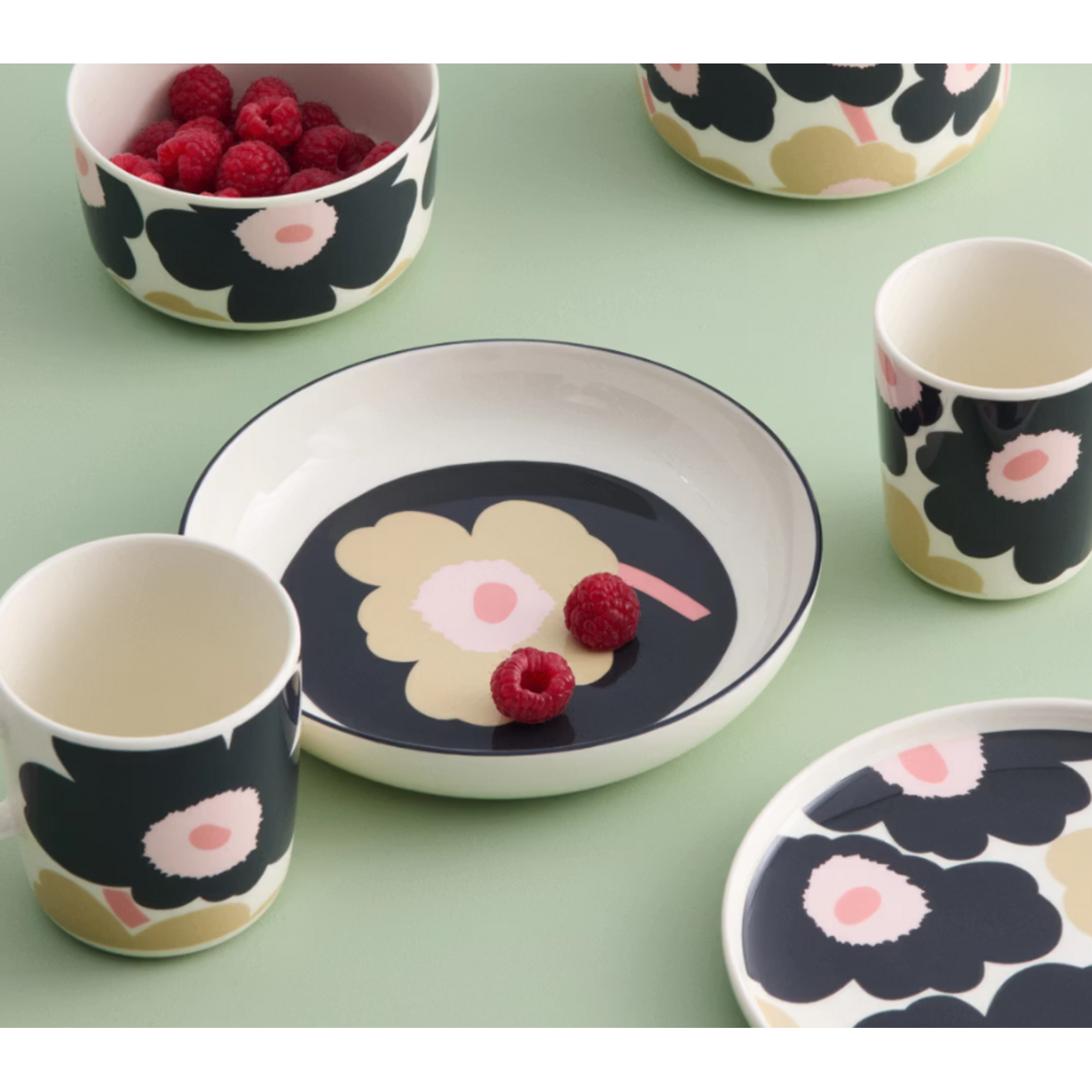 Marimekko Marimekko - Oiva/Unikko Diepe schotel - 20,5 cm - Groen/Grijs