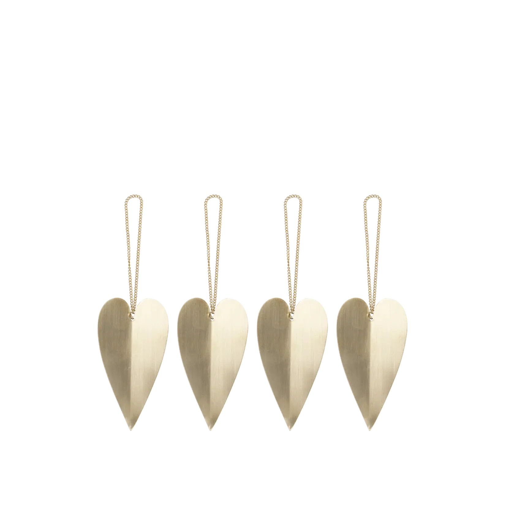 Ferm Living Ferm Living - Hartvormige ornamenten - Set van 4 - Messing