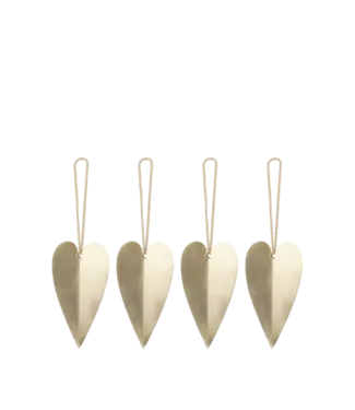 Ferm Living Ferm Living - Ornements en forme de cœur - Lot de 4 - Laiton