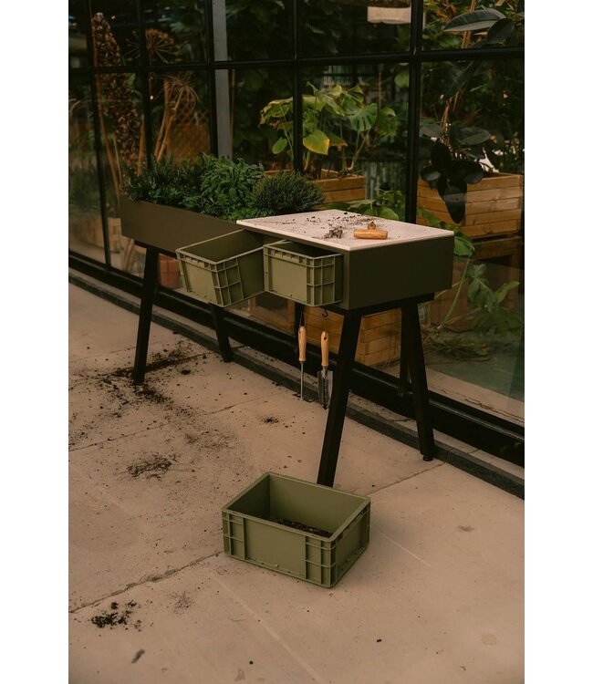Weltevree - Gardenworks Station - Aluminium - Table de jardin avec bac à plantes et plan de travail