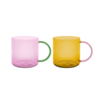 Remember Remember - Set van 2 glazen 'Fred' - Roze Geel - Borosilicaatglas - Transparant