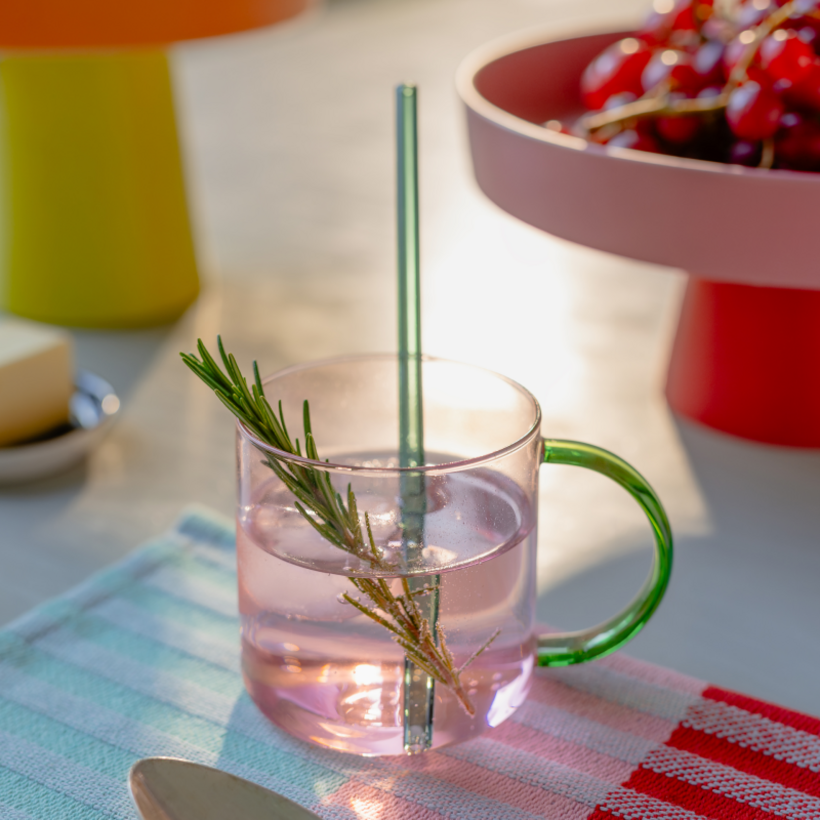 Remember Remember - Set van 2 glazen 'Fred' - Roze Geel - Borosilicaatglas - Transparant