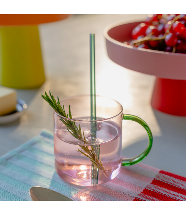 Remember - Set van 2 glazen 'Fred' - Roze Geel - Borosilicaatglas - Transparant