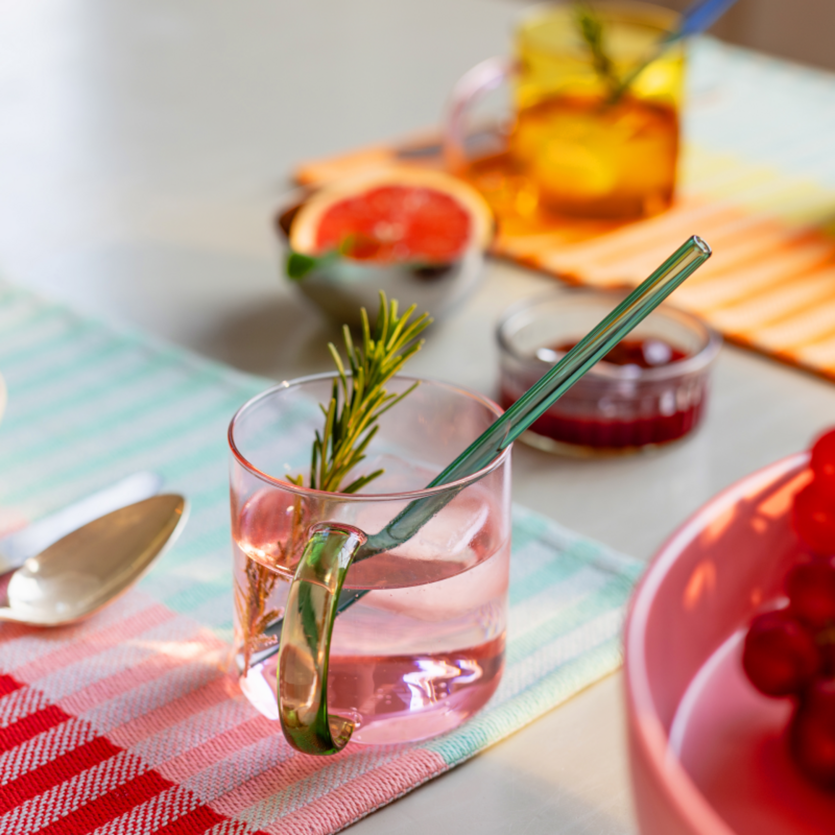 Remember Remember - Set van 2 glazen 'Fred' - Roze Geel - Borosilicaatglas - Transparant