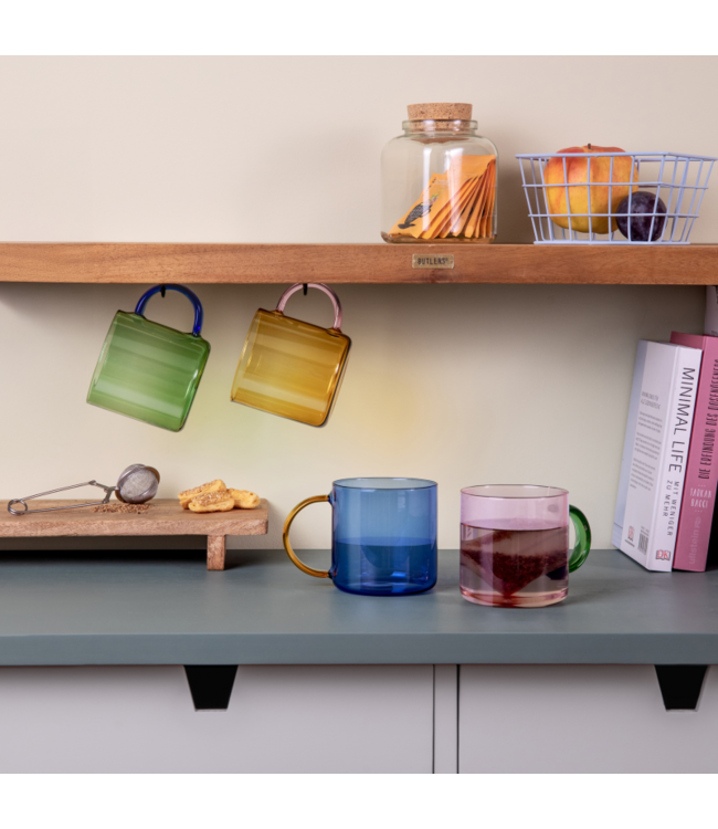 Remember - Set van 2 glazen 'Fred' - Roze Geel - Borosilicaatglas - Transparant