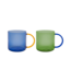 Remember - Lot de 2 verres « Fred » - Vert et bleu - Verre borosilicaté - Transparent