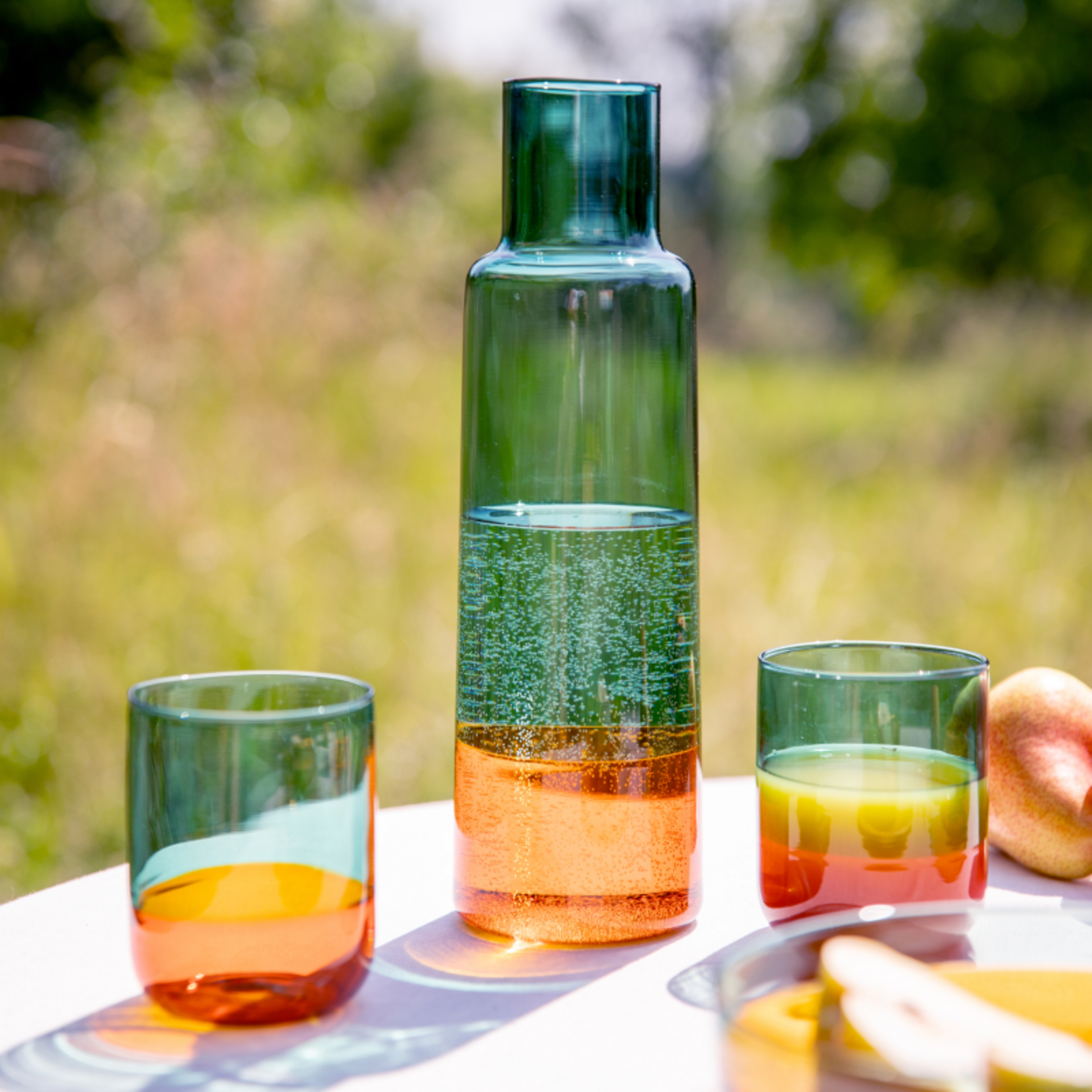 Remember Remember - Carafe en verre - Verre borosilicaté - Ambre, bleu-vert - Transparent