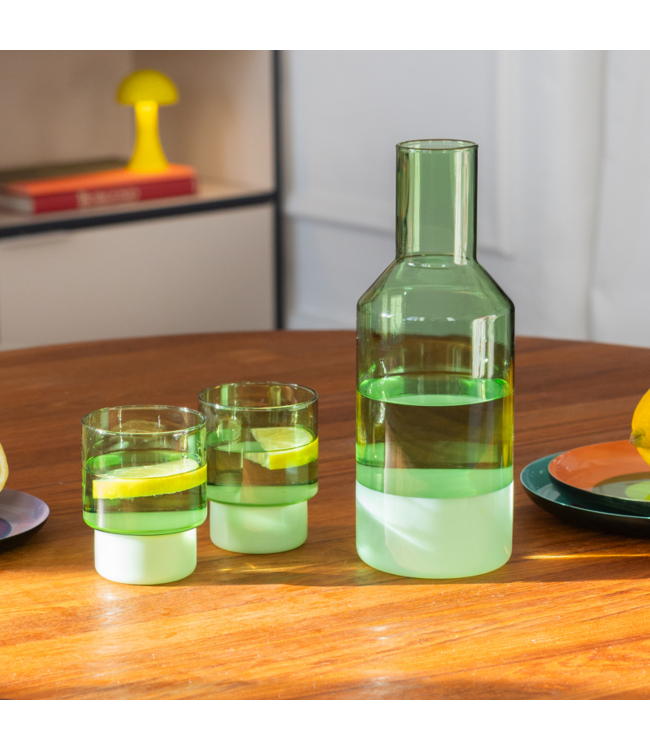 Remember - Lot de 2 verres « Jill » - Vert - Verre borosilicaté - Transparent