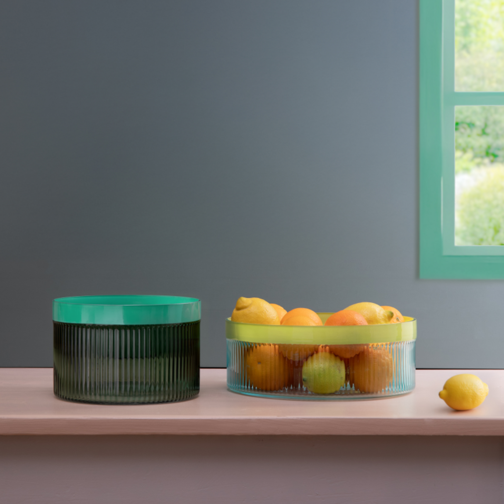 Remember Remember - Glazen Schaal 'Groove' - Groen - Glas - Geribbeld