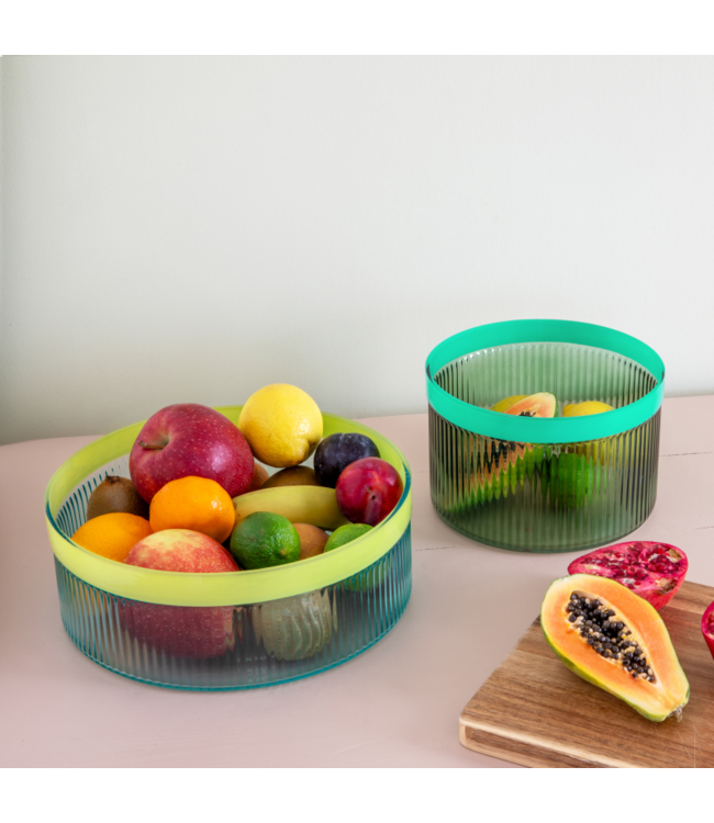 Remember - Bol en verre « Groove » - Vert - Verre - Strié