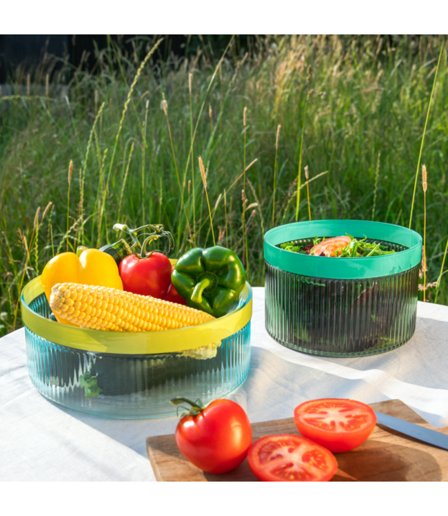Remember - Glazen Schaal 'Groove' - Groen - Glas - Geribbeld