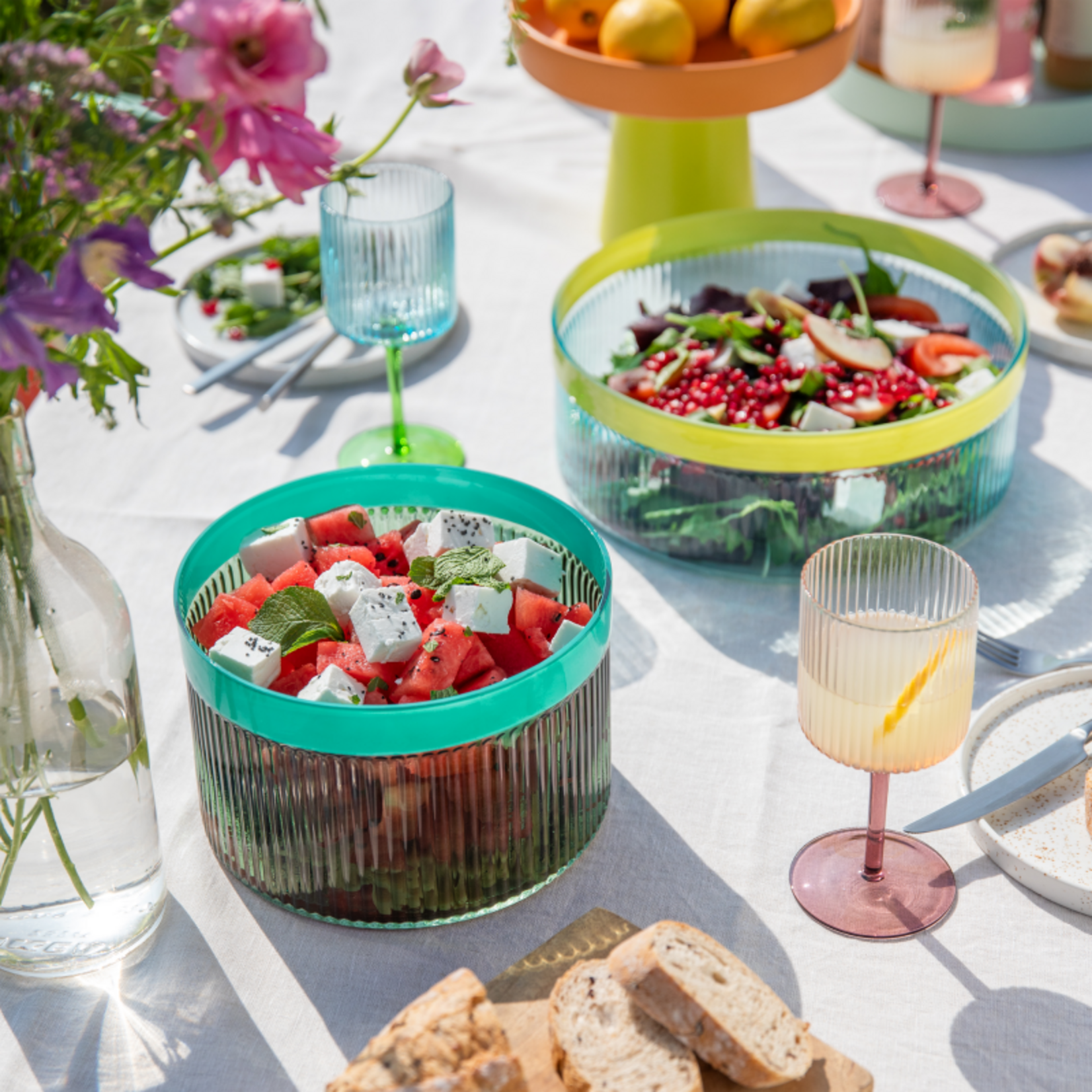 Remember Remember - Glazen Schaal 'Groove' - Blauw - Glas - Geribbeld