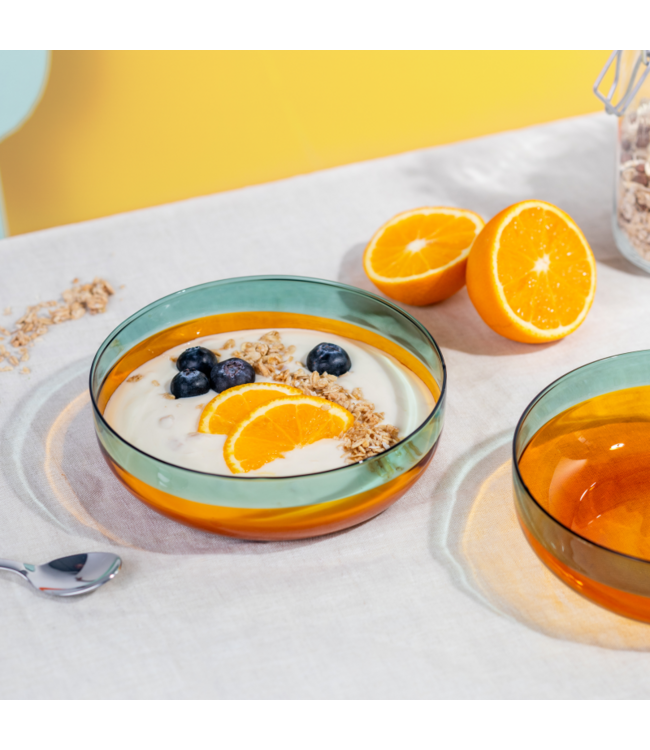 Remember - Set van 2 glazen kommen - Amber - Borosilicaatglas