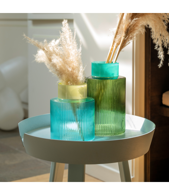 Remember Remember - Vase en verre 'Groove' - Vert - Verre - Strié