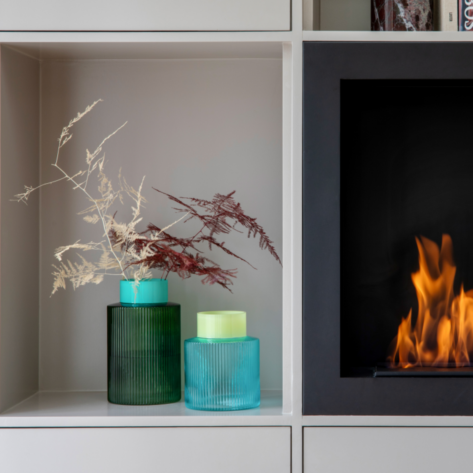 Remember Remember - Vase en verre 'Groove' - Vert - Verre - Strié