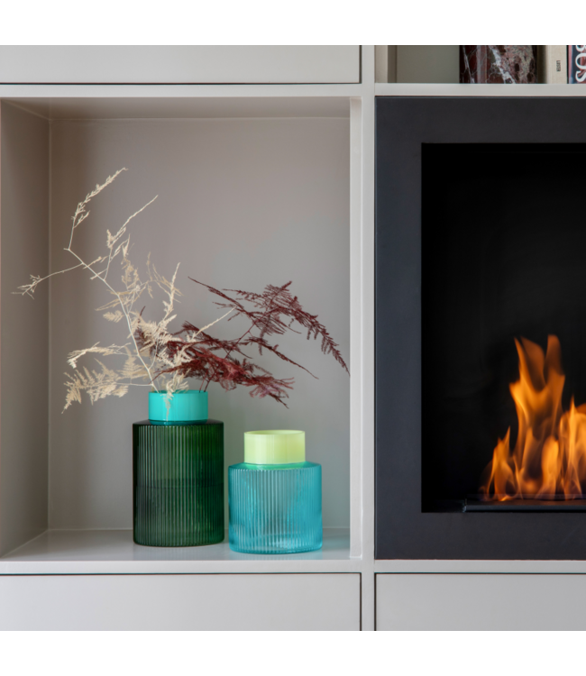 Remember Remember - Vase en verre 'Groove' - Vert - Verre - Strié