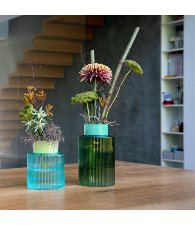 Remember Remember - Vase en verre 'Groove' - Vert - Verre - Strié