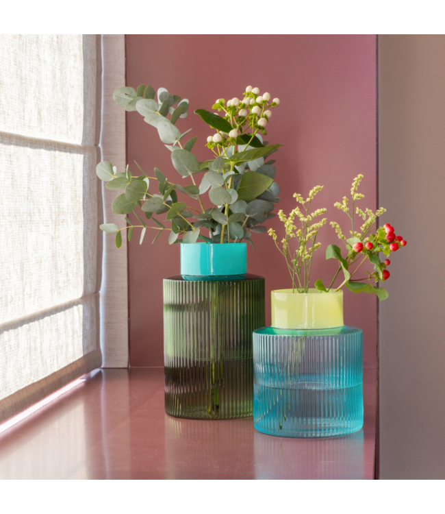 Remember Remember - Vase en verre 'Groove' - Vert - Verre - Strié