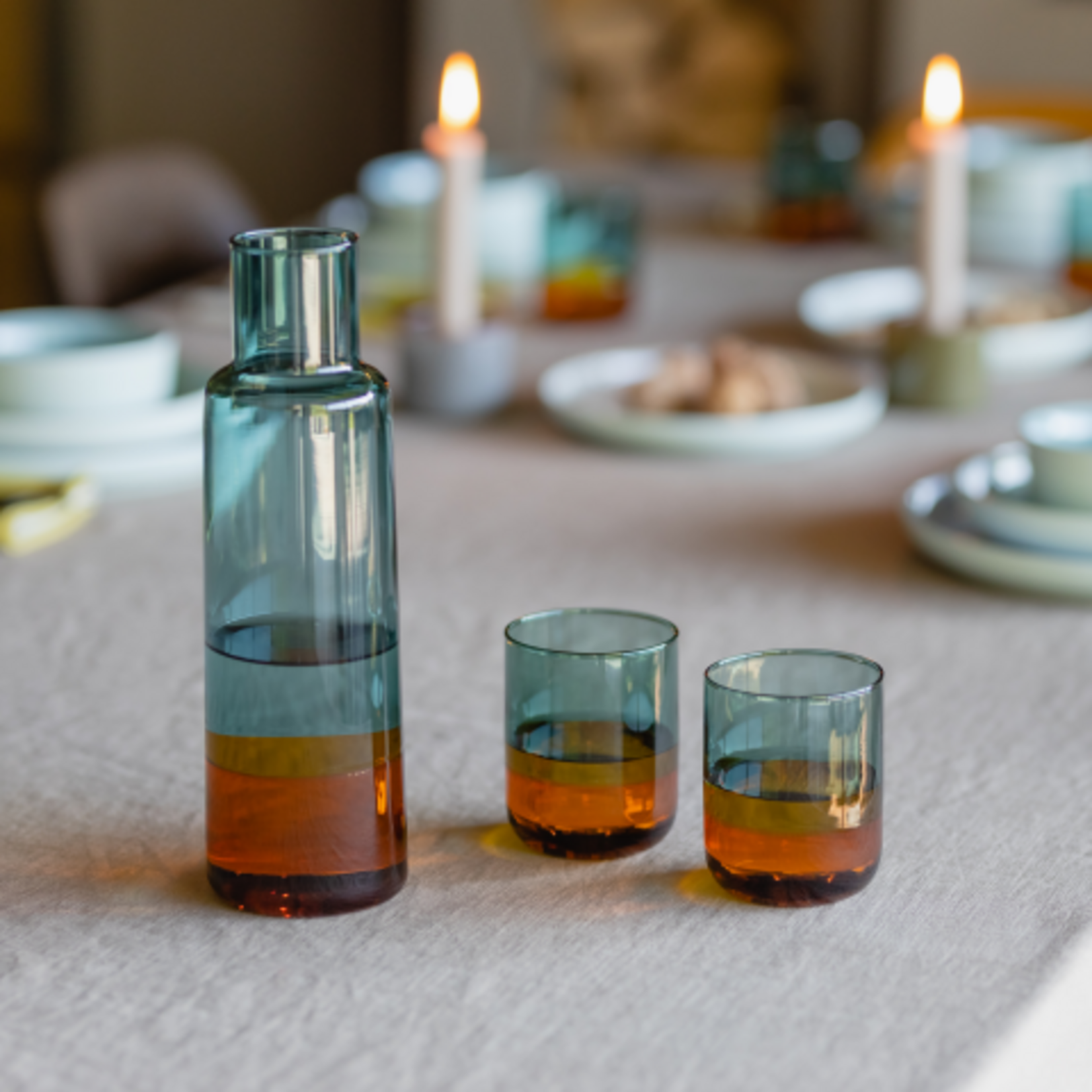 Remember Remember - Set van 2  glazen 'Amber' - Veelkleurig - Borosilicaatglas - Transparant