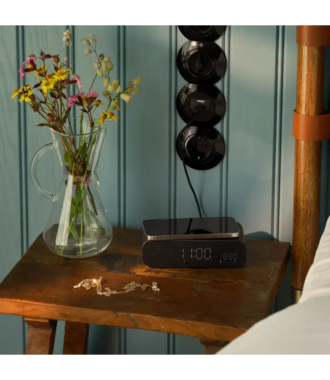 Kreafunk - Réveil et lampe de réveil  - Enceinte Bluetooth et recharge sans fil - 1 pièce - Noir
