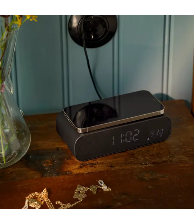 Kreafunk - Réveil et lampe de réveil  - Enceinte Bluetooth et recharge sans fil - 1 pièce - Noir