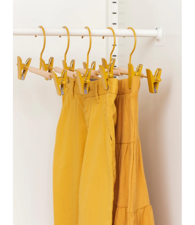 Mustard - Crochets à clip pour enfants - Portemanteaux pour enfants - Lot de 5 - Mustard