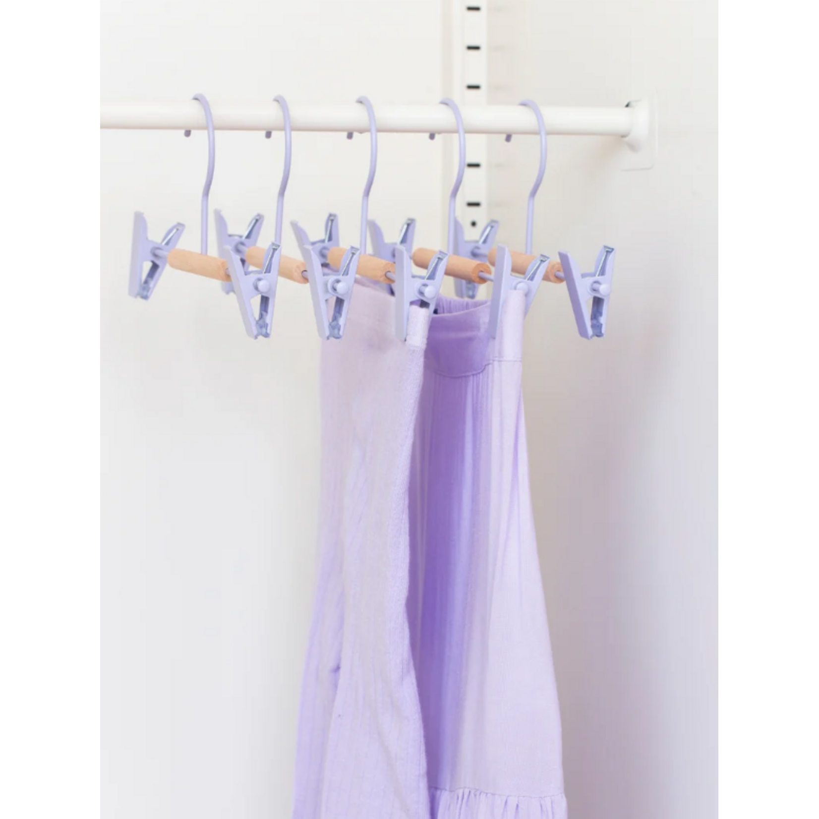 Mustard Made Mustard - Crochets à clip pour enfants - Portemanteaux pour enfants - Lot de 5 - Lilac