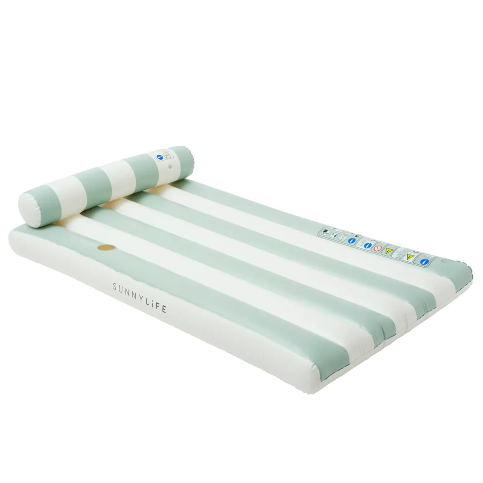 Sunnylife Sunnylife - Luxe Lilo - Ligstoel - Green Stripe - Groen/Wit
