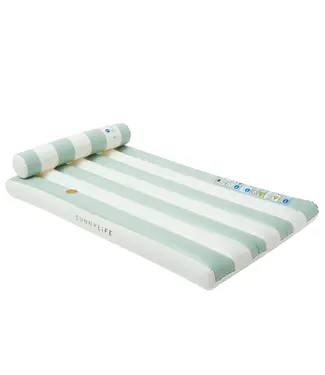 Sunnylife Sunnylife - Matelas Gonflable De Luxe - Chaise Longue - Rayures Vertes - Vert/Blanc