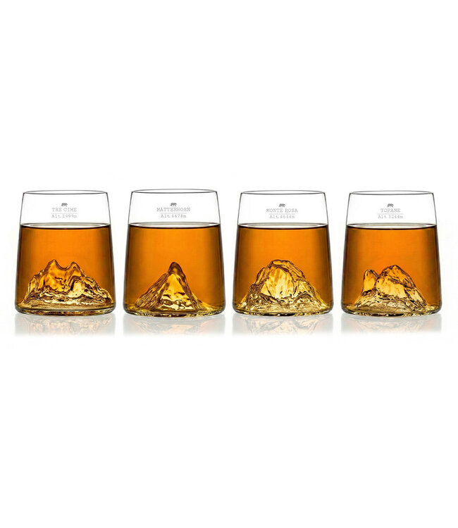 Alaskan Maker - Set van 4 Shotglazen - Tre Cime - Monte Rosa - Cervino - Tofana