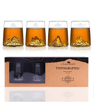 Alaskan MAKER Alaskan Maker - Set van 4 Shotglazen - Mont Blanc - Mont Everest - Matterhorn - Pic du Midi