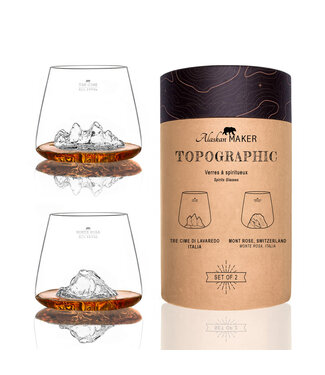Alaskan MAKER Alaskanmaker - Set van 2 glazen - Topographic - Tre Cime & Mt Rosa