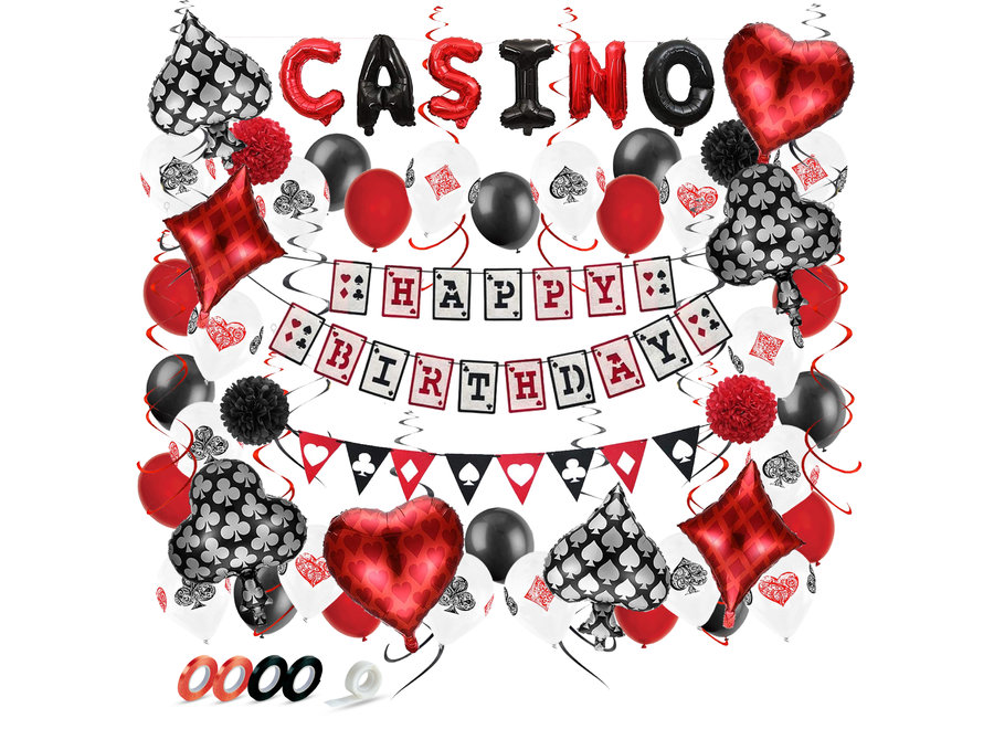 66 Stuks Las Vegas Casino Decoratie set – Poker Verjaardag Feest Versiering – Feestdecoratie