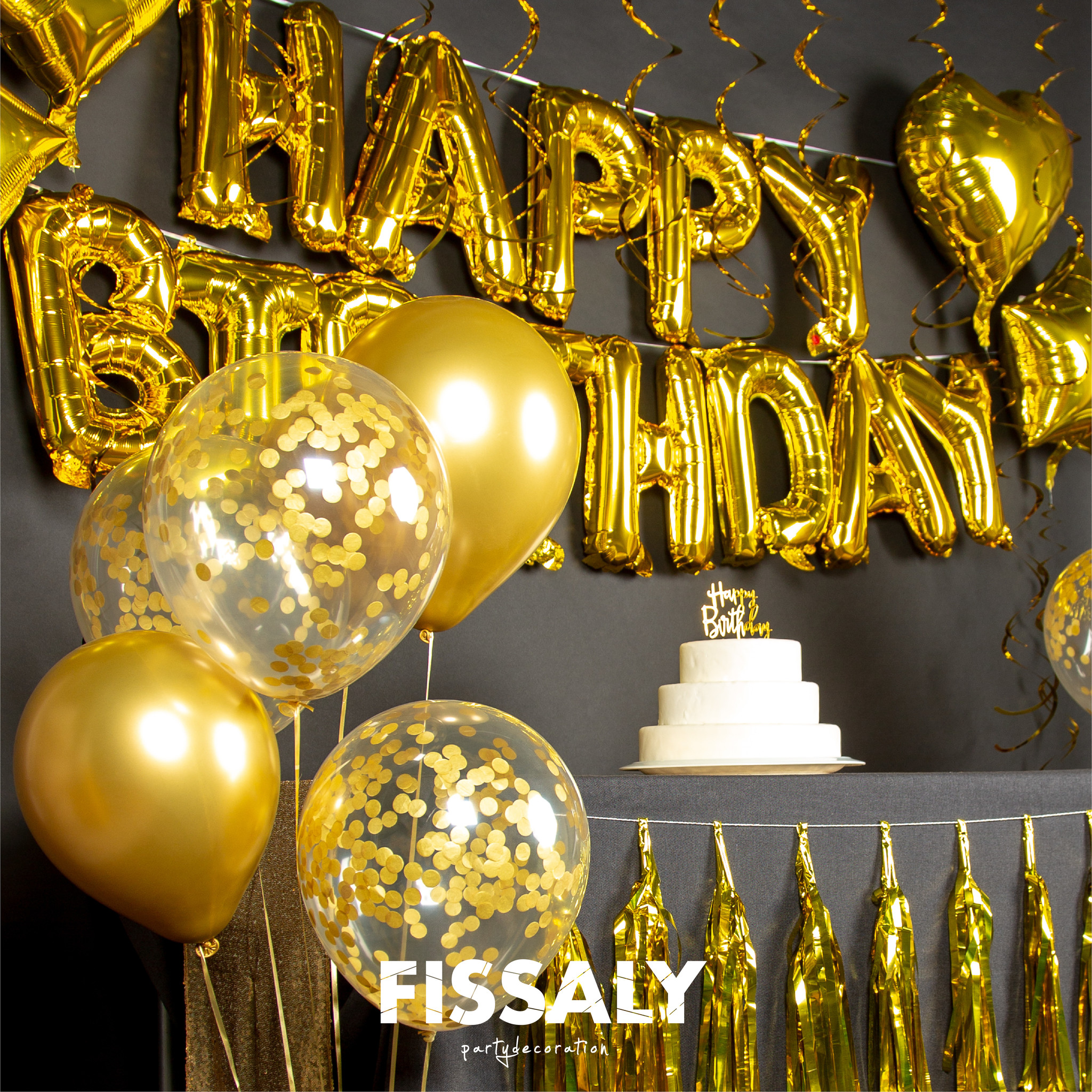 Fissaly® 45 Stuks Gouden Verjaardag Decoratie Versiering Fissaly