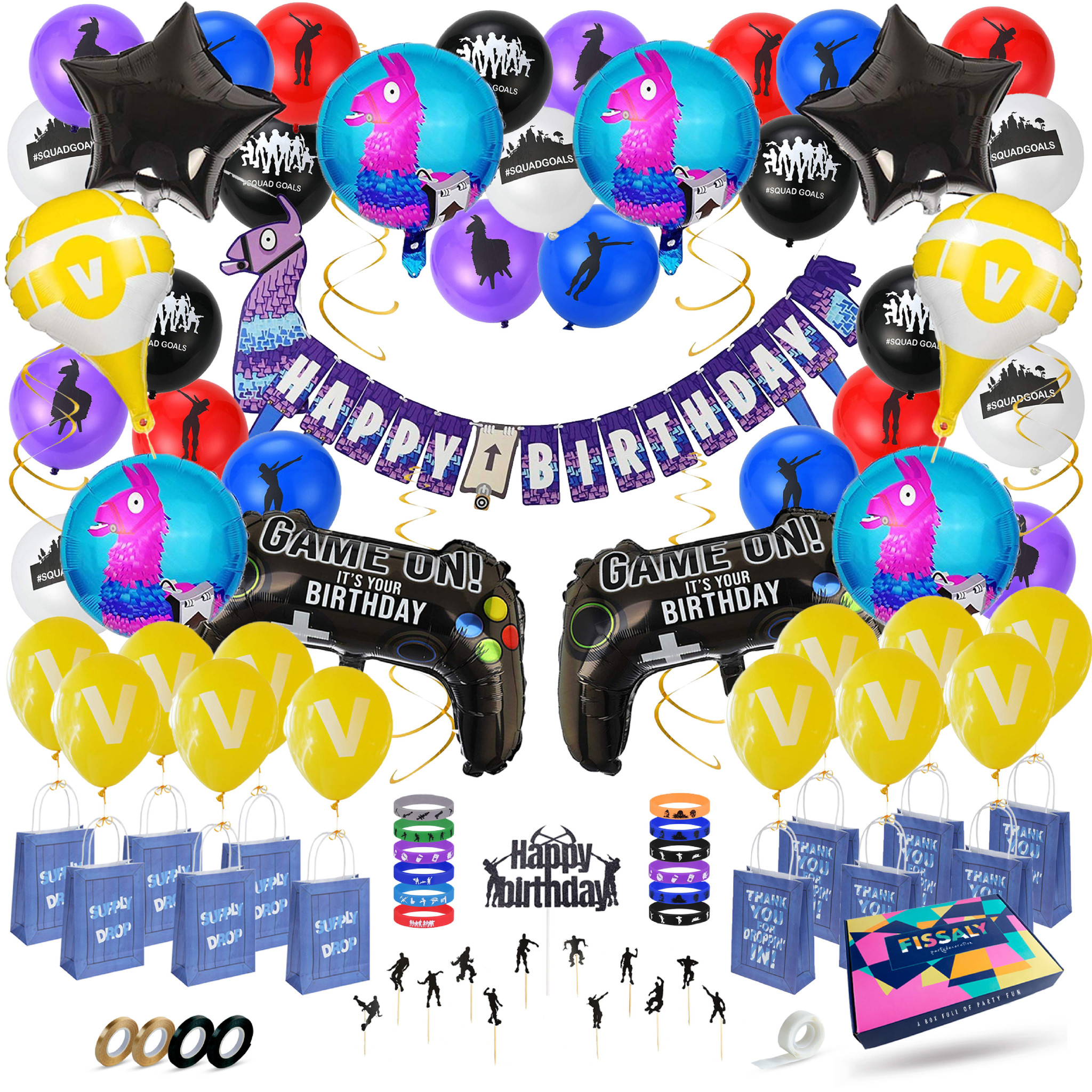 Fissaly® Stuks Verjaardag Decoratie Set Fortnite Dansjes Ballonnen Feestversiering – Video Game Feestdecoratie - Fissaly