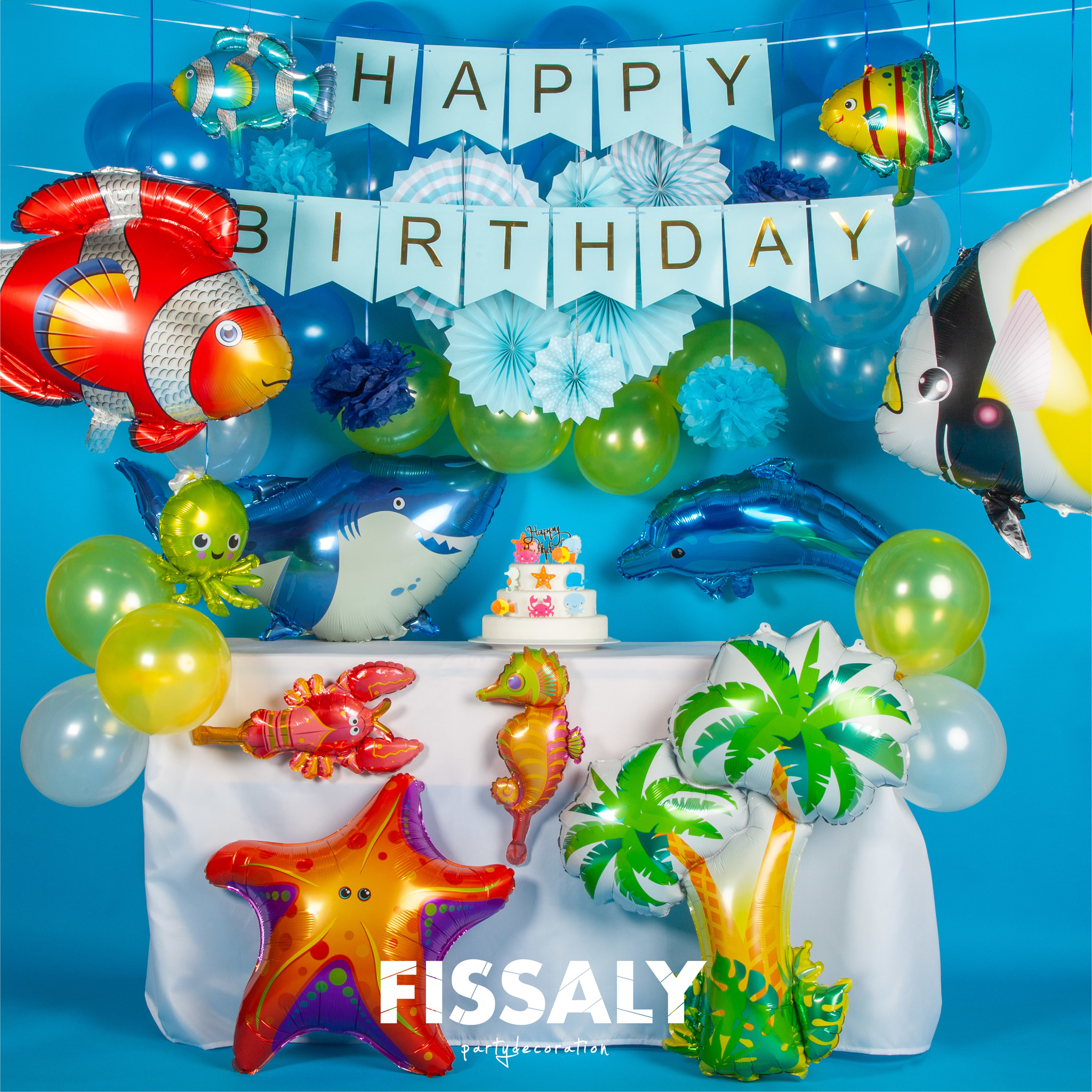 Fissaly® 88 Stuks Zee Versiering Set – Vissen Feest - Fissaly