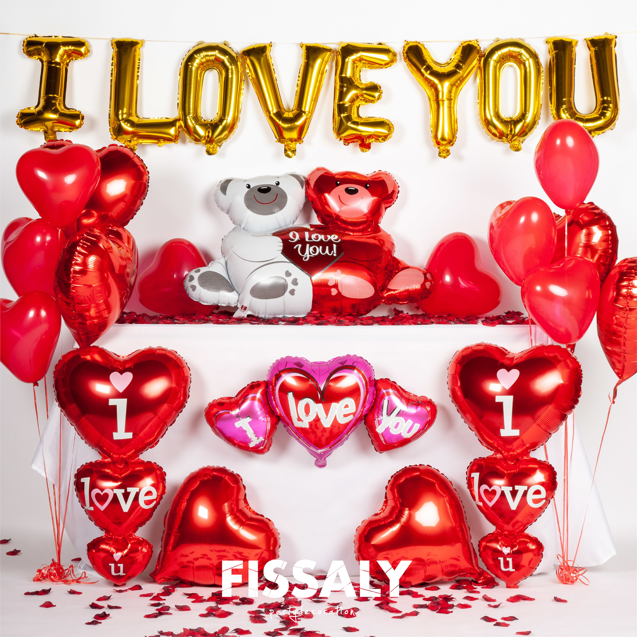 krant middelen nieuwigheid Fissaly® 70 Stuks I Love You Liefde & Hartjes Decoratie Set Helium –  Versiering Cadeautje - Valentijnsdag Man & Vouw - Valentijn Hem & Haar -  Fissaly
