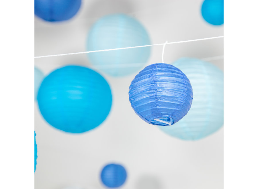 20 Stuks Lampionnen Set Versiering Blauw & Wit – Feest Decoratie – Blauw & Wit