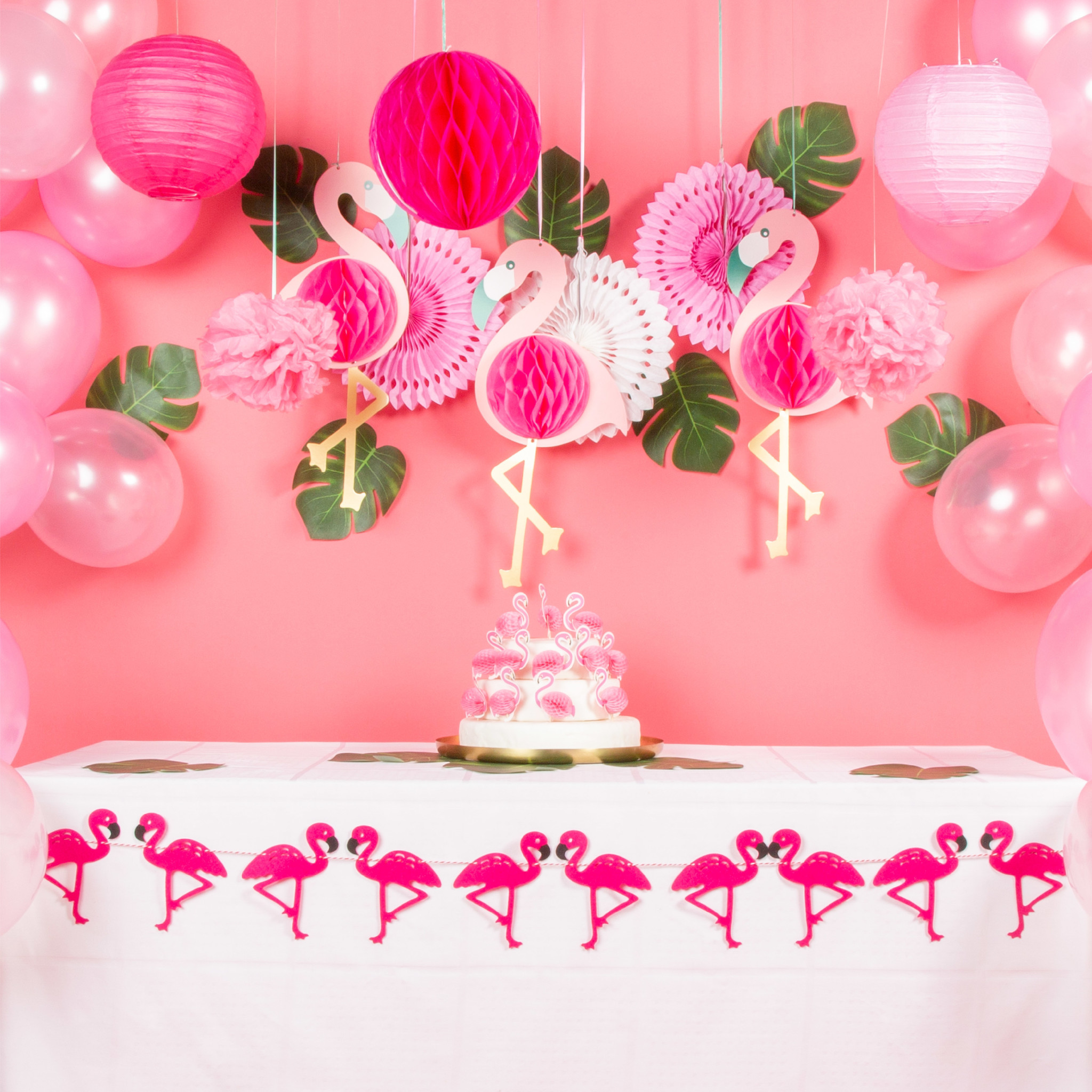Spaans Konijn Vermaken Fissaly® 72 Stuks Tropische Flamingo Feest Decoratie – Roze Ballonnen -  Fissaly