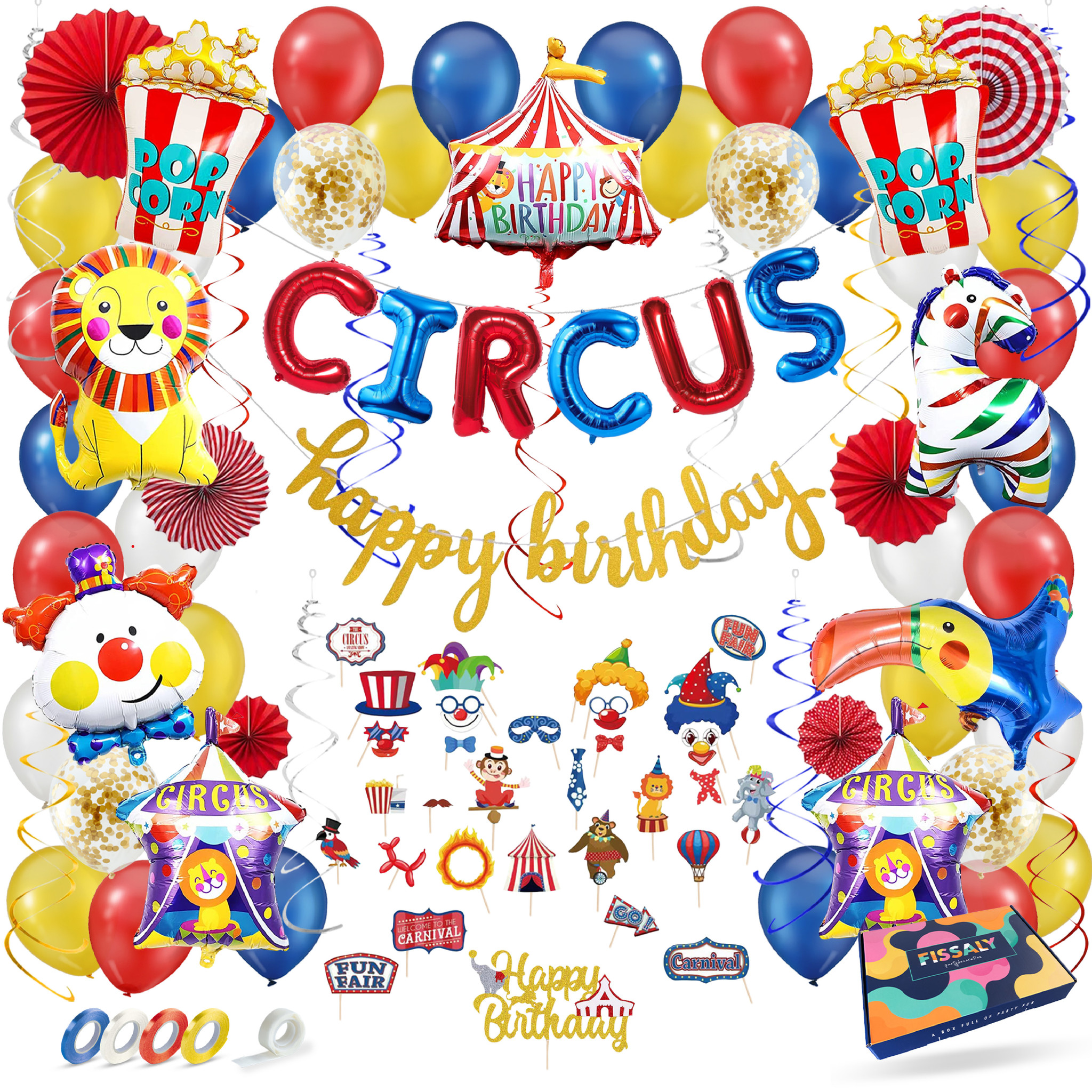 Meenemen Nog steeds hefboom 104 Stuks Circus Feest Versiering – Kinderfeestje Decoratie - Fissaly