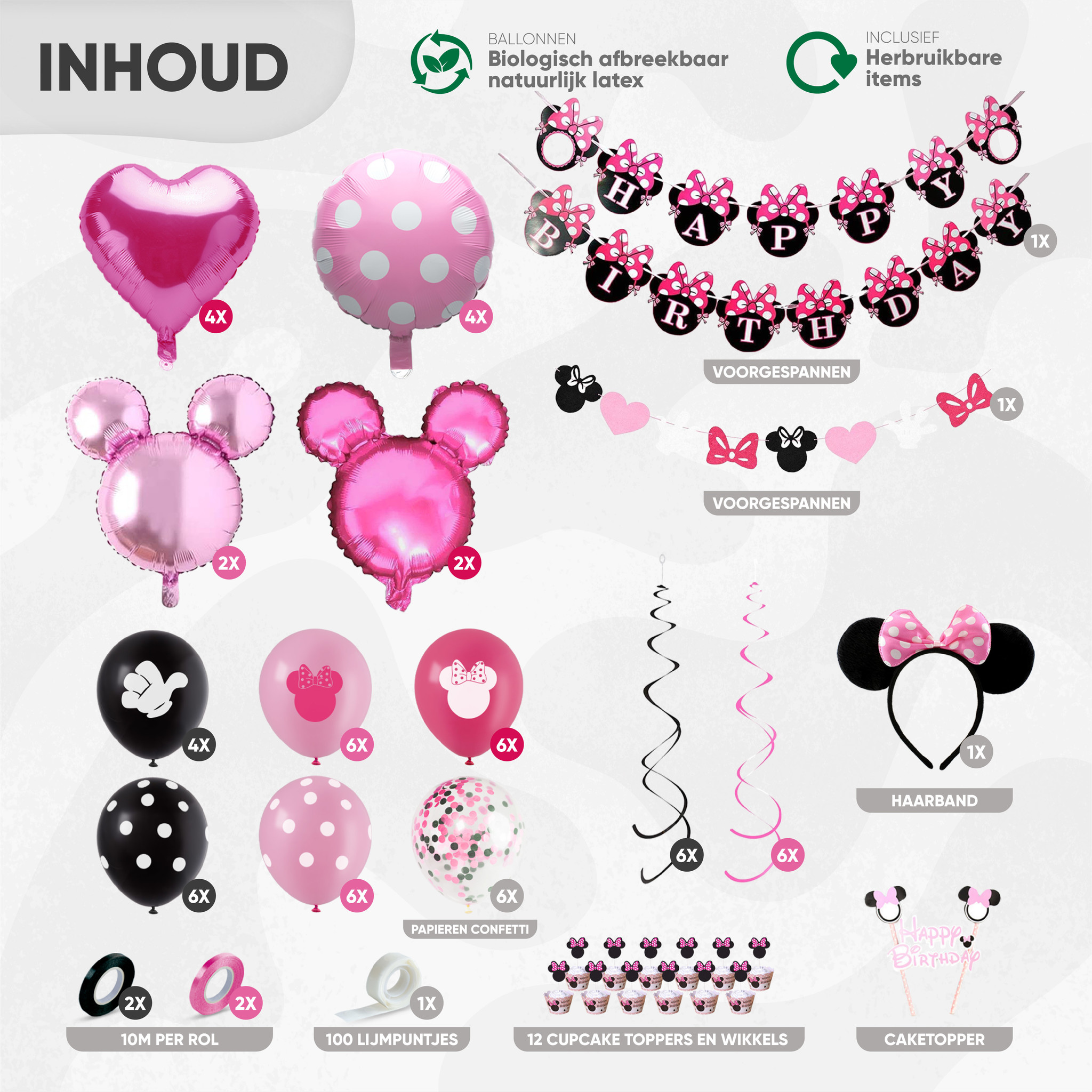 Sobriquette Talloos Getand Fissaly® Minnie Mouse Thema Decoratie - Fissaly