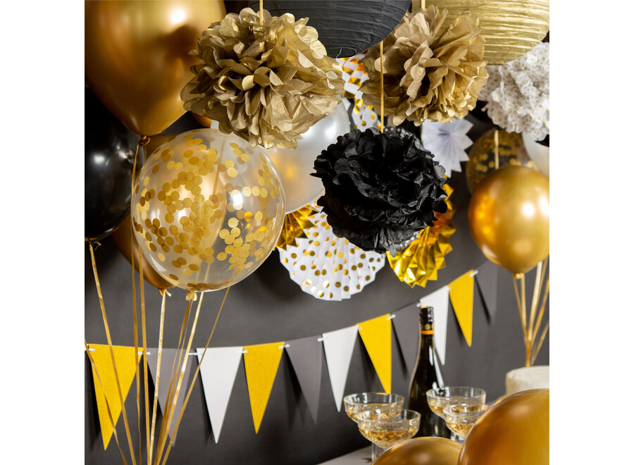 76 Stuks Goud, Zwart & Wit Decoratie Feestpakket met Ballonnen