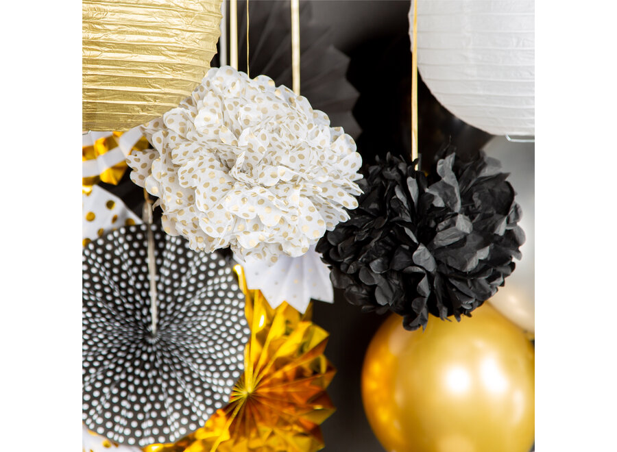 76 Stuks Goud, Zwart & Wit Decoratie Feestpakket met Ballonnen