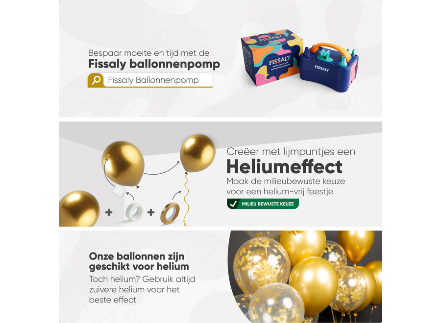 40 stuks Gouden & Confetti Goud Helium Ballonnen met Lint – Decoratie – Confetti – Latex