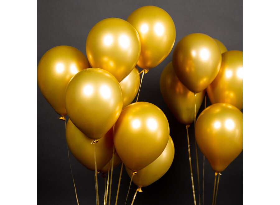 40 stuks Gouden Helium Latex Ballonnen met Lint