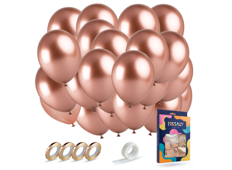 40 stuks Metallic Rose Goud Helium Latex Ballonnen met Lint