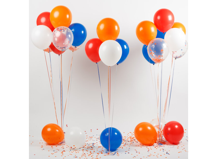 40 stuks Rood, Wit, Blauw & Oranje Helium Ballonnen met Lint – Verjaardag Versiering Decoratie – Papieren Confetti – Latex
