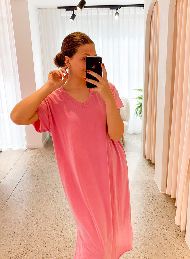 T-SHIRT DRESS V MIMI FUSHIA